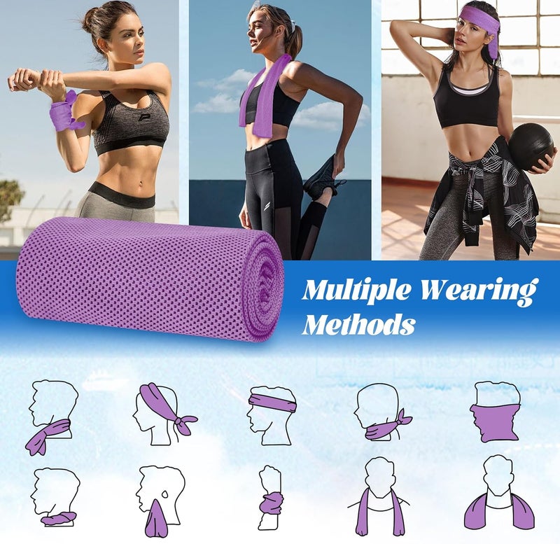 PAWPRO 4 Packs Cooling Towels(40"x12"), Soft Breathable Cooling Towels for Neck and Face with Waterproof Bag & Carabiner, Microfiber Cooling Towel for Yoga, Sport, Running, Gym, Workout, Camping, Fitness - Image 5